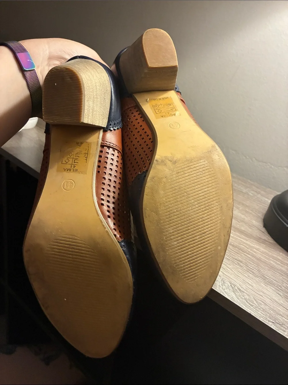 ModCloth Navy, Brown and Mustard Lace-Up Heeled Oxfords